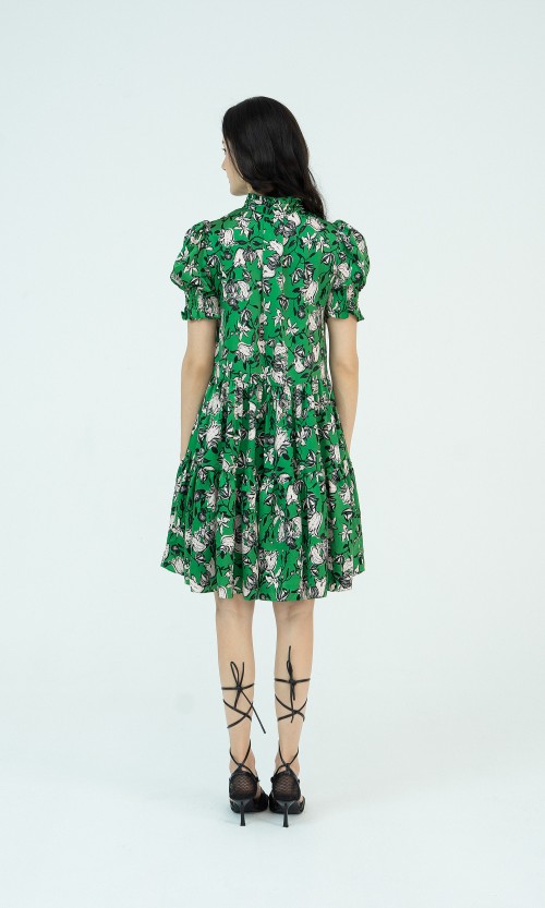 SIXDO Floral Mini Silk Dress